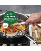 Batterie de cuisine en acier inoxydable triply 9 pièces argenté -20 + 24 + 28 + 16 + 22 + 24 cm