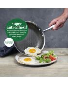 Batterie de cuisine en acier inoxydable triply 9 pièces argenté -20 + 24 + 28 + 16 + 22 + 24 cm