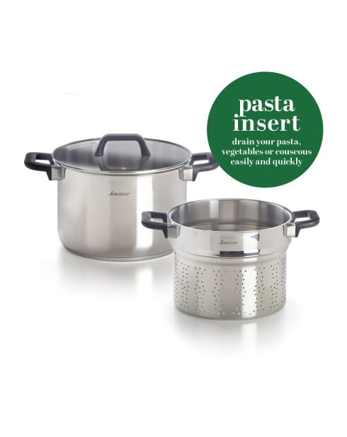 Qulinox zilveren pot met pastamand - 24 cm