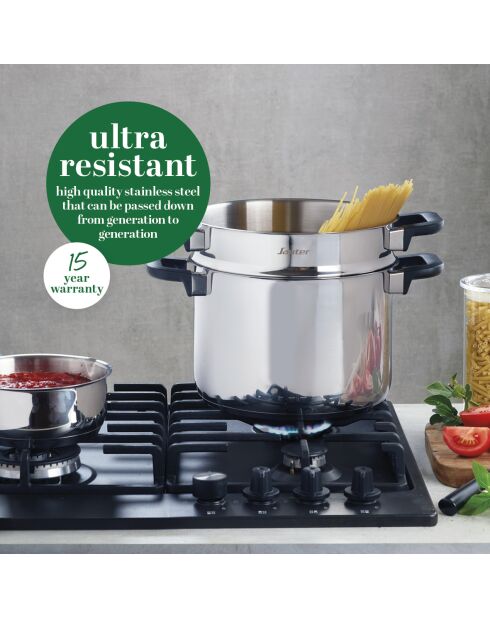 Olla plateada con cesta para pasta Qulinox - 24 cm