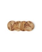 Set di 4 sottobicchieri fatti a mano in legno di ulivo -9x1,4 cm