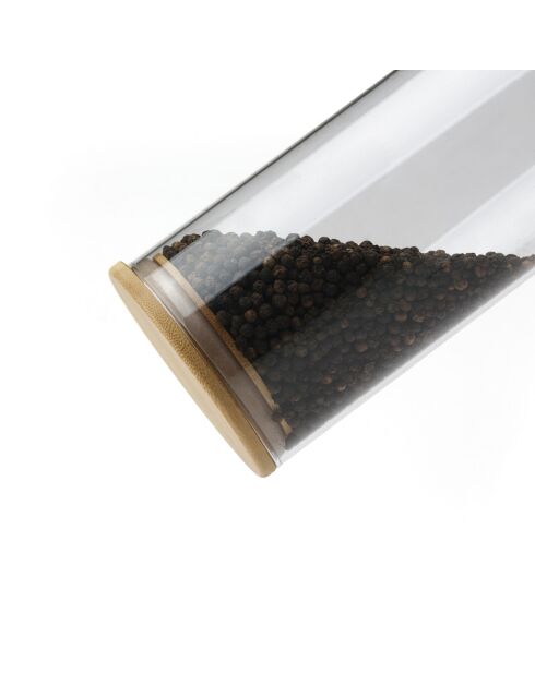 Set de 3 bocaux en verre avec couvercle en bambou – transparent -0.5l +1l+1.5l