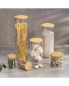 Set de 3 bocaux en verre avec couvercle en bambou – transparent -0.5l +1l+1.5l