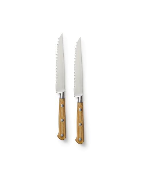 Set mit 2 hellbraunen Steakmessern -12,5 cm