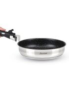 Batterie de cuisine en acier inoxydable 7 pièces argenté/noir - 20/24/26 cm + 16/18/20 cm