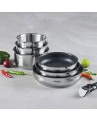 Batterie de cuisine en acier inoxydable 7 pièces argenté/noir - 20/24/26 cm + 16/18/20 cm