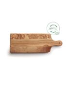 Tagliere rettangolare fatto a mano con manico in legno d'ulivo - 40,5x14,5x2 cm