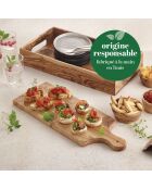 Tagliere rettangolare fatto a mano con manico in legno d'ulivo - 40,5x14,5x2 cm