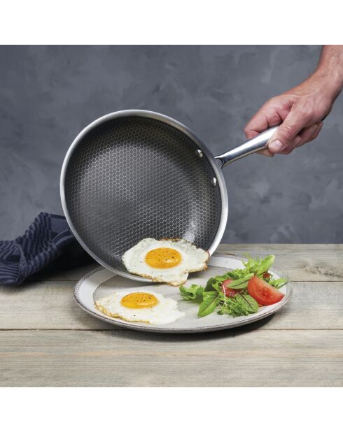 Poêle triply revêtement nid d'abeille anti-adhésif Multinox Pro ceramic argenté - 20 cm