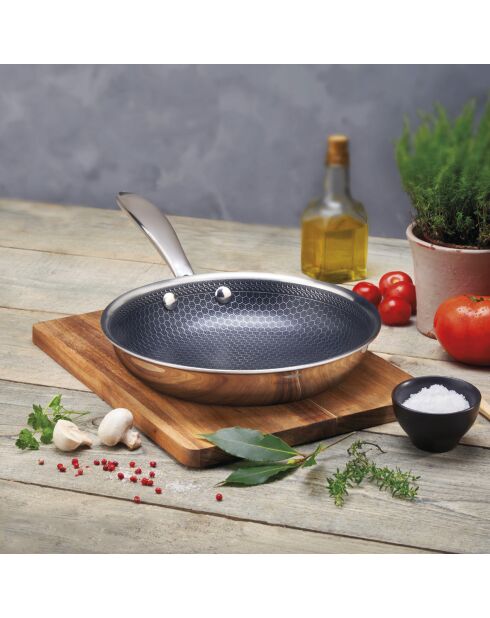 Poêle triply revêtement nid d'abeille anti-adhésif Multinox Pro ceramic argenté - 20 cm