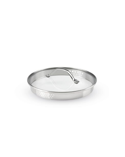 Couvercle en verre avec poignée en acier inoxydable - 20 cm