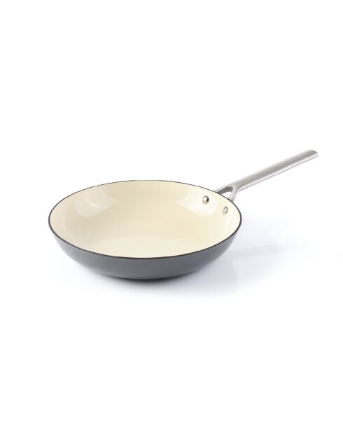 Poêle en fonte émaillée avec poignée en inox 28 cm