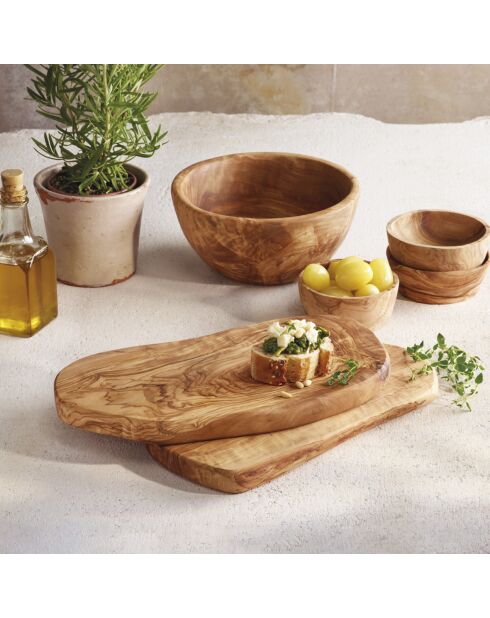 Tabla de cortar de madera de olivo hecha a mano - 35,5x18,5x2 cm