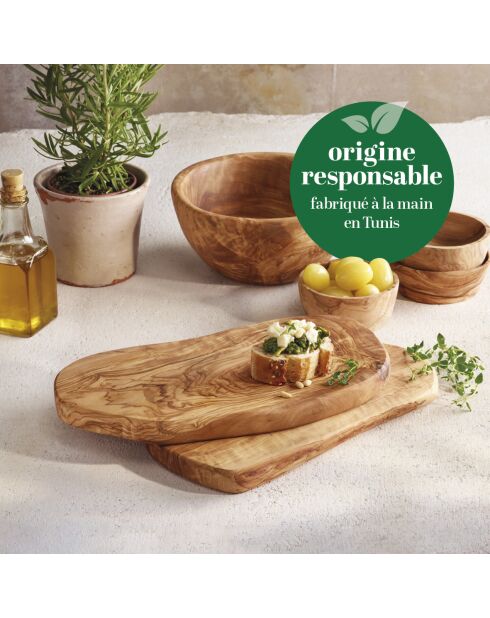 Tabla de cortar de madera de olivo hecha a mano - 35,5x18,5x2 cm