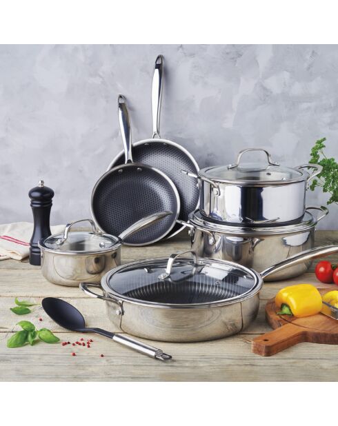 Batterie de cuisine Multinox Pro argenté- 20/24/28cm + 16/22 cm