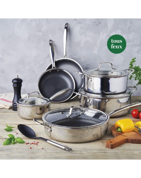 Batterie de cuisine Multinox Pro argenté- 20/24/28cm + 16/22 cm