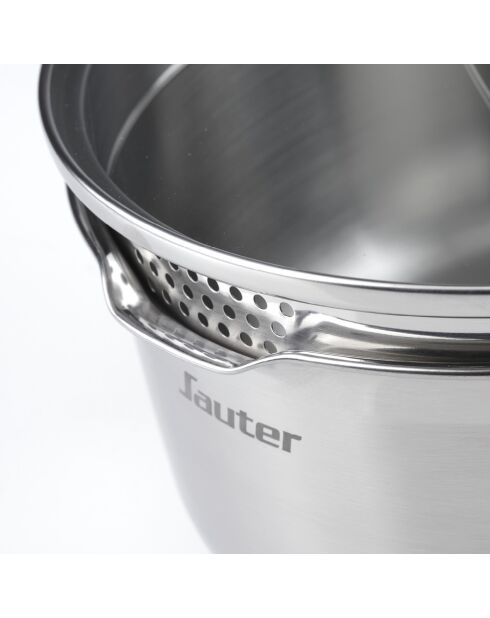 Couvercle en verre avec poignée en acier inoxydable - 18 cm