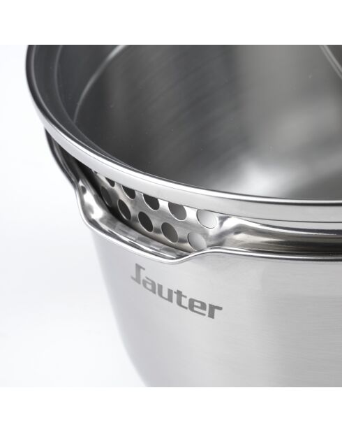 Couvercle en verre avec poignée en acier inoxydable - 18 cm