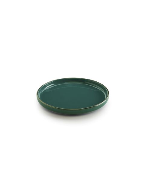 Set di 4 eleganti piatti da dessert in ceramica verde scuro - 20,5x2,3 cm