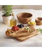 Piatto a tre pezzi in legno d'ulivo fatto a mano -25,5x8,5x2 cm