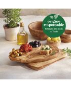 Piatto a tre pezzi in legno d'ulivo fatto a mano -25,5x8,5x2 cm