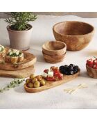 Piatto a tre pezzi in legno d'ulivo fatto a mano -25,5x8,5x2 cm