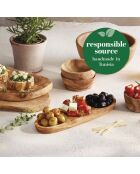 Piatto a tre pezzi in legno d'ulivo fatto a mano -25,5x8,5x2 cm