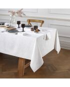 Weiße Fleurette-Jacquard-Tischdecke, geflochten, 170 x 300 cm