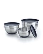 Juego de 3 cuencos de acero inoxidable con tapa, 16 + 20 + 24 cm