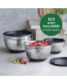 Juego de 3 cuencos de acero inoxidable con tapa, 16 + 20 + 24 cm
