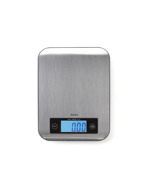 Graue elektronische Küchenwaage aus Edelstahl -21,5 x 16,5 x 1,6 cm