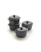 Set di 4 mini casseruole rotonde in ceramica nera - 0,25 l