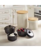 Set di 4 mini casseruole rotonde in ceramica nera - 0,25 l