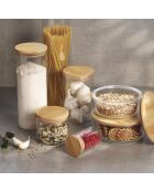 Set de 2 bocaux en verre rectangle avec couvercles en bambou - 3 L