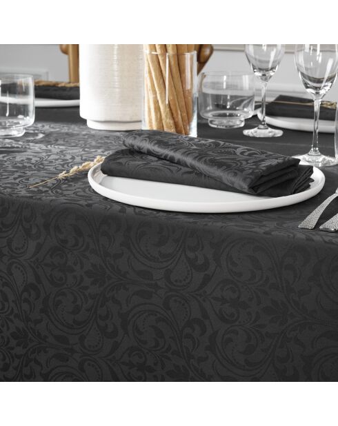 Mantel tejido Fleurette de jacquard gris oscuro - 170x250 cm