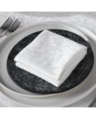 Set de 4 serviettes tissé Jacquard Fleurette blanches - 50x50 cm