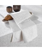 Set de 4 serviettes tissé Jacquard Fleurette blanches - 50x50 cm