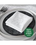 Set de 4 serviettes tissé Jacquard Fleurette blanches - 50x50 cm
