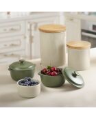 Set de 3 bocaux de conservation en céramique avec couvercles en bambou crème - 0.55 l