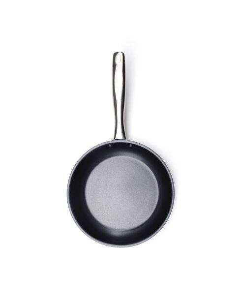 Set de 3 poêles en acier inoxydable anti-adhésives argenté - 20 + 24 + 28 cm