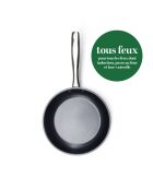 Set de 3 poêles en acier inoxydable anti-adhésives argenté - 20 + 24 + 28 cm