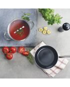 Set de 3 poêles en acier inoxydable anti-adhésives argenté - 20 + 24 + 28 cm