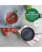 Set de 3 poêles en acier inoxydable anti-adhésives argenté - 20 + 24 + 28 cm