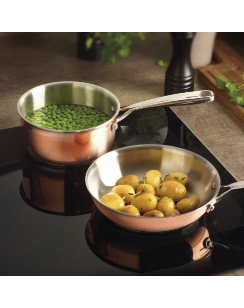 Set de 3 poêles Cuivrinox en acier inoxydable triply cuivre - 20 + 24 + 28 cm