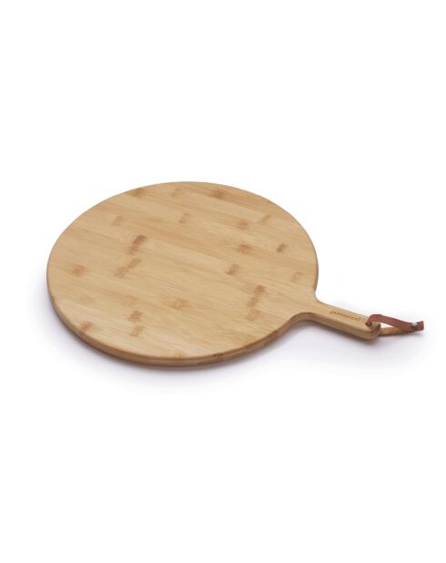 Tabla de cortar redonda con mango de bambú - 36x46x1,5 cm