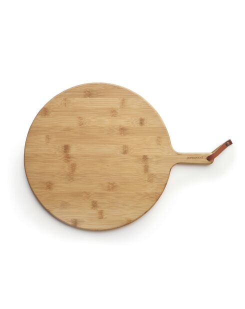 Tabla de cortar redonda con mango de bambú - 36x46x1,5 cm