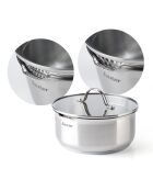 Batterie de cuisine en acier inoxydable 10 pièces argenté/noir -20/24/26 cm + 16/18/20 cm + 16/18/20 cm