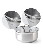 Batterie de cuisine 16 pièces couvercles en acier inoxydable et 5 ustensiles en acier inoxydable 16 / 18 / 20 cm + 20 / 24 / 26 cm + 16 / 18 / 20 cm