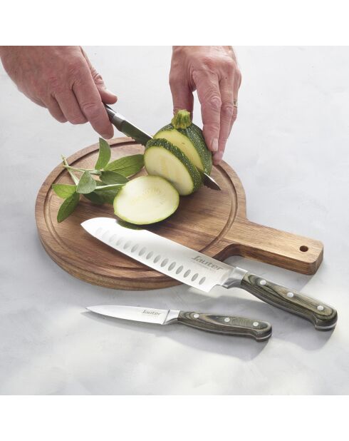 Pakka Nature Gemüsemesser aus Edelstahl mit Holzgriff, 14 cm
