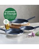 Sartén Qulinox con revestimiento antiadherente de acero inoxidable plateado - 24 cm